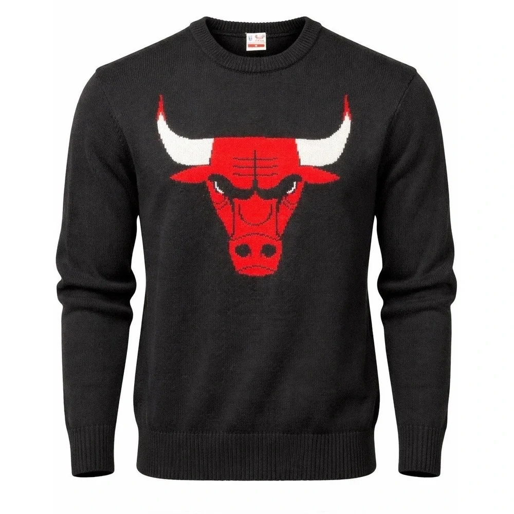 Chicago Bulls NBA Sweater Mens By Ultra Game Size M Black Crewneck